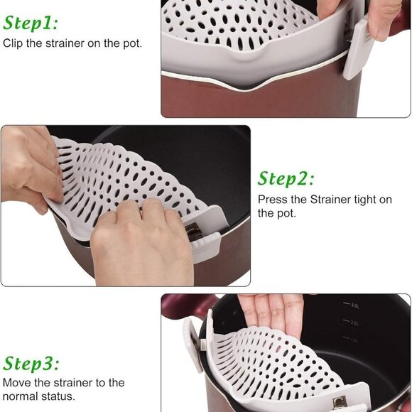 Pasta Strainer - Adjustable Silicone Clip - BRAND NEW - Picture 3 of 5